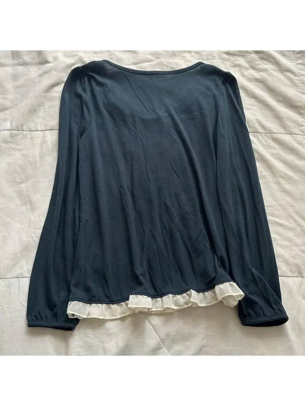 Axes Femme Dark Teal Cream Lace Blouse Velvet Bows Faux Fur Medium Japan